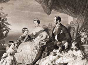 Koningin Victoria en prins Albert met hun eerste vijf kinderen. © Corbis
