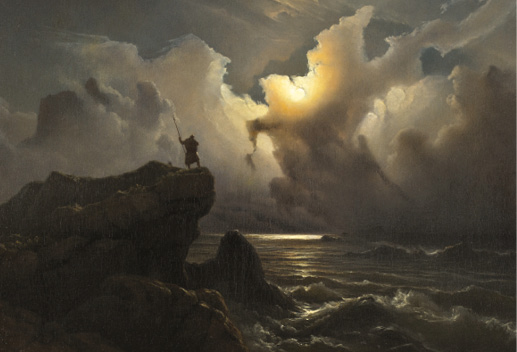 Scene from the Era of Norwegian Sagas (1850) - Knud Baade, Nordnorsk Kunstmuseum. Foto: Collectie van Asbjørn Lunde, New York.