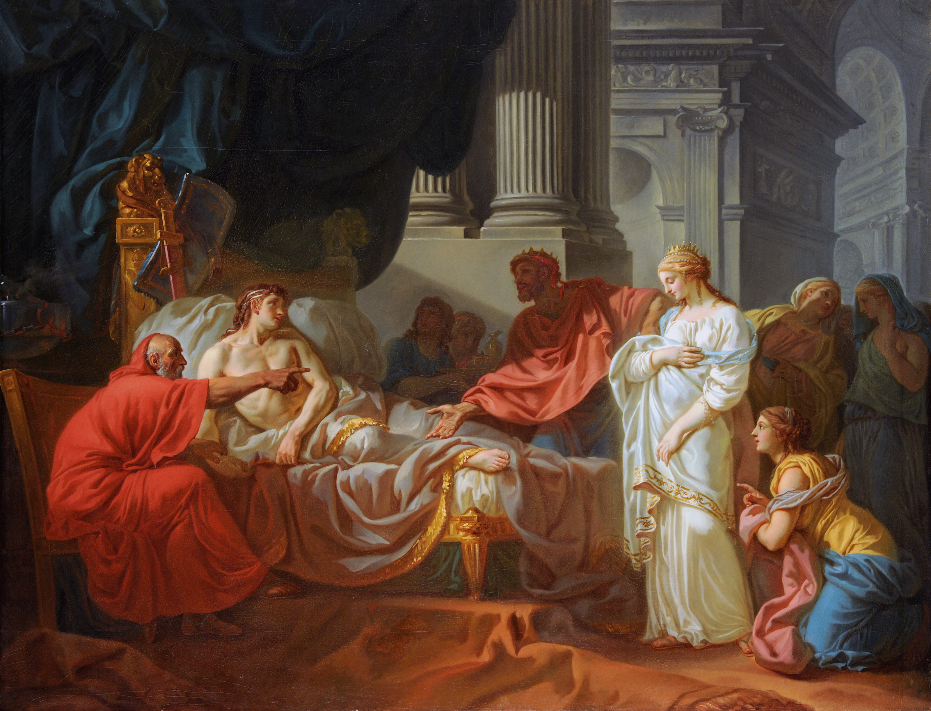 Erasistratus ontdekt de oorzaak van de ziekte van Antiochus