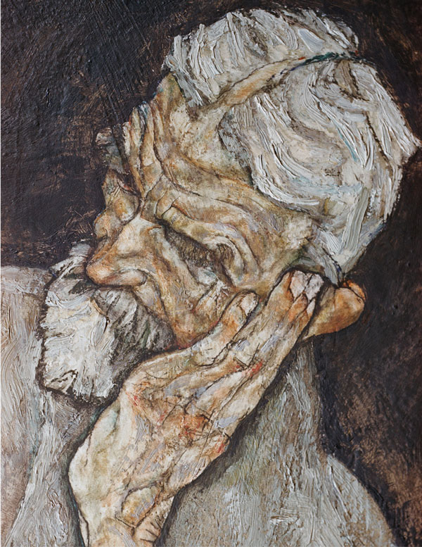 Detail van ‘Portret van een oude man‘ door Egon Schiele, beeld: Getty Images