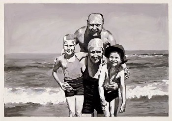Het schilderij Familie am Meer van Gerhard Richter.