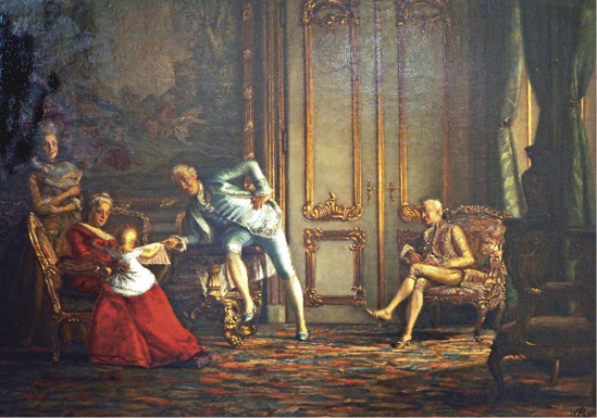 Johann Friedrich Struensee aan het Hof van Kopenhagen met Caroline Mathilde en Christian VII, 1881